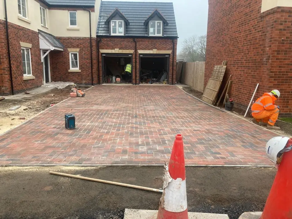 Completed block-paved driveway at a new-build property