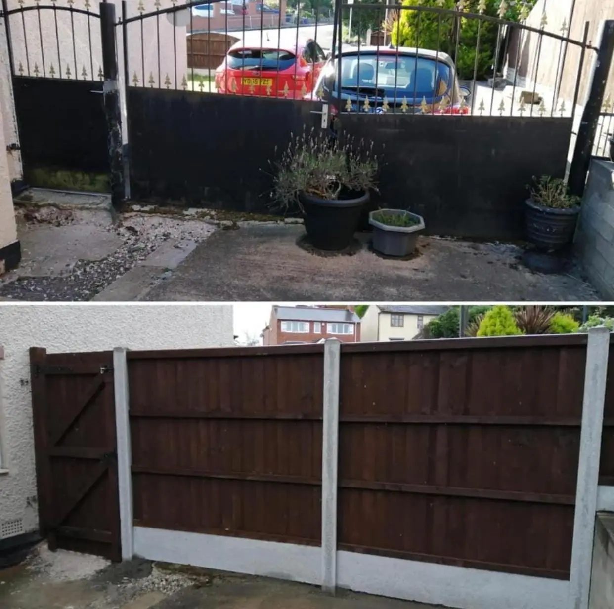New close-boarded fencing and gates to a rear garden