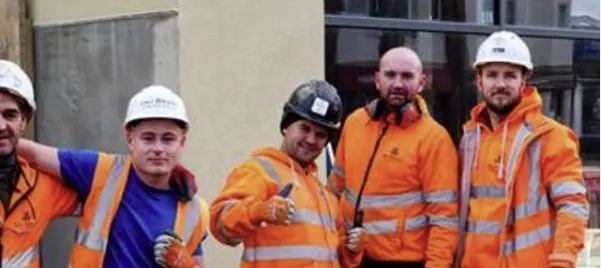 Five members of the SMJ Brady site team in hi-vis and hard hats